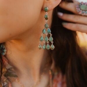 Goldie Lew Janelle Turquoise Teardrop Chandelier Earrings - Women Jewelry